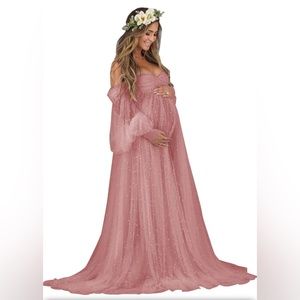 NWT Dusty Rose Tulle Pearl Maternity photo shoot dress!
